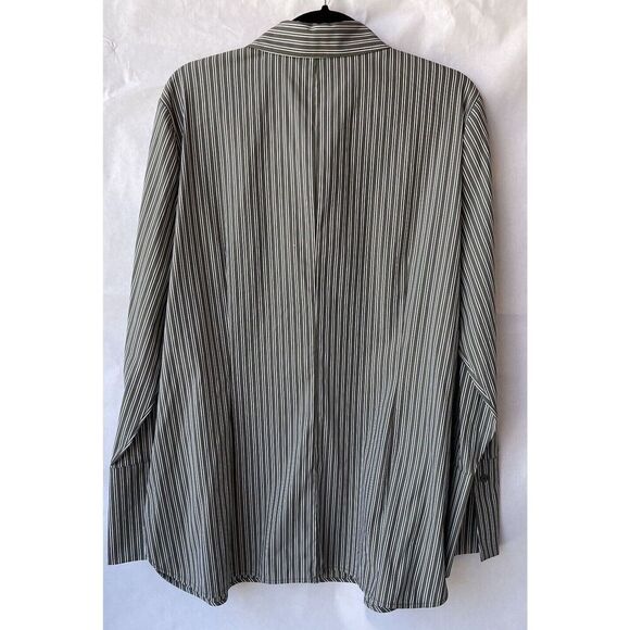Lafayette 148 New York Blouse Green Striped Jake Cotton Button Down Shirt XL - Picture 6 of 12